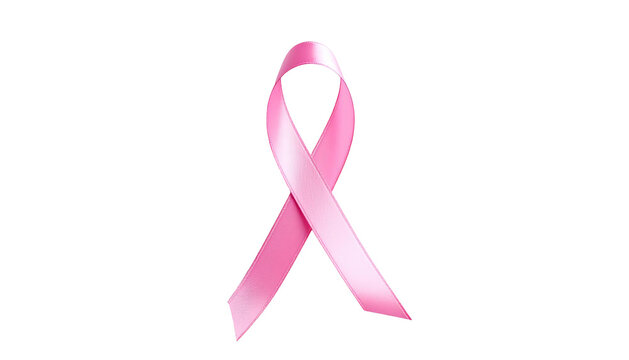 Pink ribbon on a black background. Symbol of support