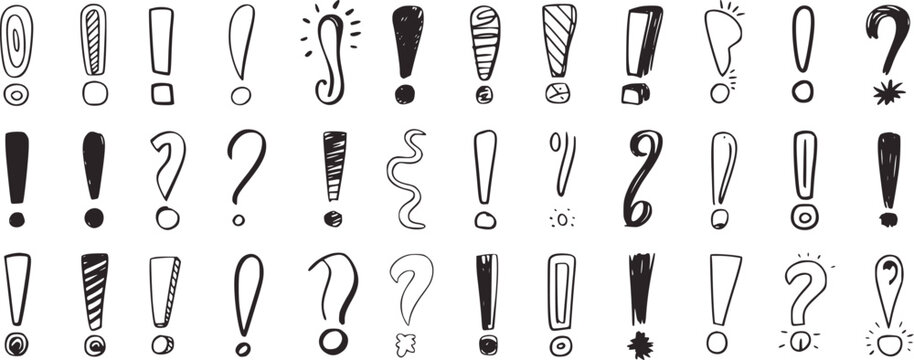 Hand drawn exclamation question marks vector