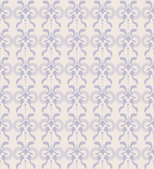 Seamless pattern with abstract lilac ethnic elements, reminiscent of ancient Russian painting, for printing on clothes, textiles, websites, presentations.