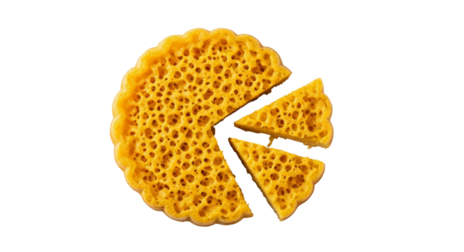 Overhead studio shot of Bika Ambon showcasing its unique honeycomb texture