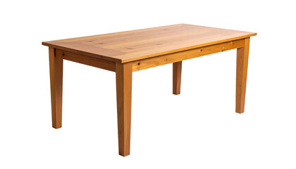 Classic, light brown wooden table; angled view, black background