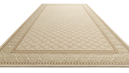 Beige rug, woven, geometric, border, neutral calm style, isolated transparent Background