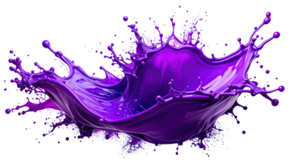 Vibrant purple paint splash against a dark, crisp backdrop