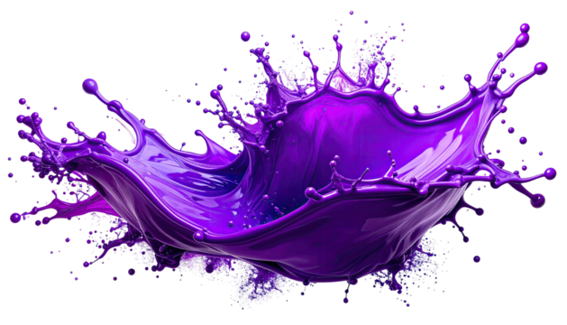 Vibrant purple paint splash against a dark, crisp backdrop