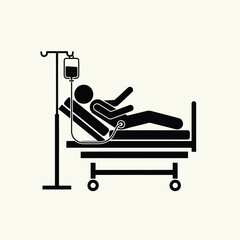 Patient lying in hospital bed with iv drip and medical equipment, symbolizing healthcare and recovery