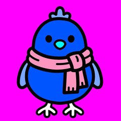 Illustration of a cute duck wearing a scarf 