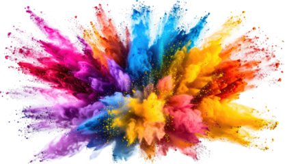 Vibrant, colorful explosion resembling pigment or powder cloud