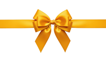 Gold ribbon bow isolated on transparent background