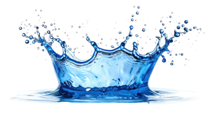 Water droplet impact, crown-shaped splash against black