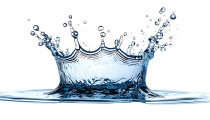 Water splash, blue liquid crown on black