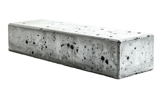 Concrete rectangular block with rough texture, on a black background