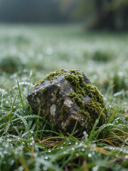 Morning Scene with Mossy Pebble