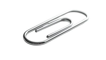 Metallic paperclip, angled, reflecting light