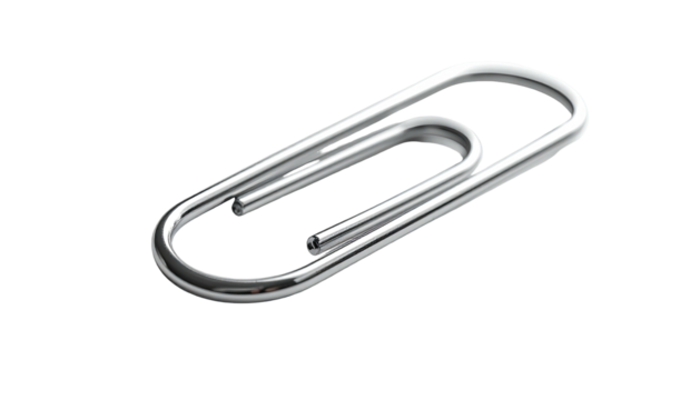 Metallic paperclip, angled, reflecting light - Powered by Adobe