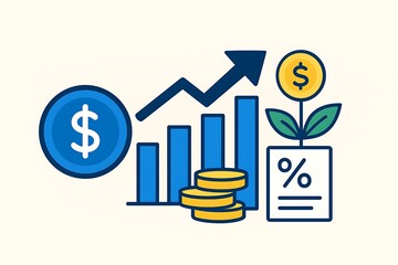 The idea of finance and investments. For long-term financial planning, consider interest rates, dividend growth, deposit returns, retirement income, and rising corporate profits.