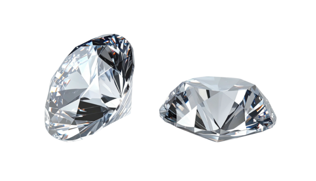 Two clear, cut jewels glint on stark black backdrop