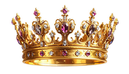 Ornate gold crown with jewels on black background