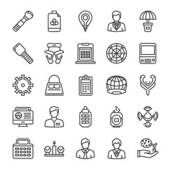 Fototapeta premium Collection of Line Icons Featuring Office, Business, and Technology Essentials for Modern Design Projects