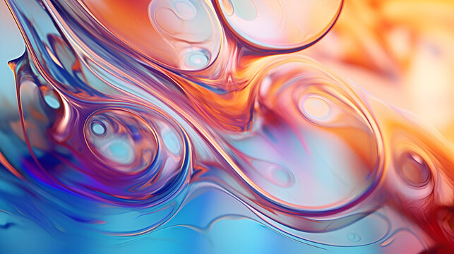 Vibrant flowing abstract liquid in dynamic swirling patterns with iridescent color transitions