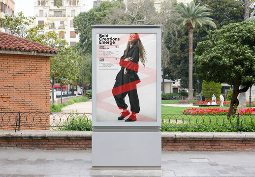 Park Urban Ad Panel Mockup in Valencia