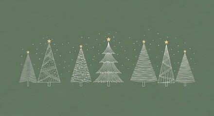 line art illustration of Christmas trees drawn