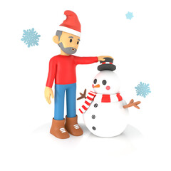 christmas character with snowman