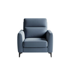 Comfortable modern blue armchair isolated for design
