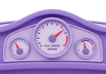 Close up of a toy car dashboard with gauges isolated on transparent background