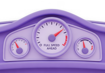 Close up of a toy car dashboard with gauges isolated on transparent background