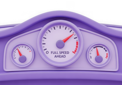 Close up of a toy car dashboard with gauges isolated on transparent background