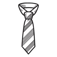 striped necktie line art vector