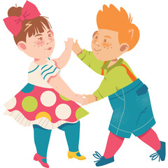 Joyful Children Dancing Together in Colorful Outfits With A Transparent Background