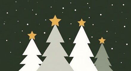 Christmas trees in white and muted green tones