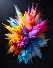 Vibrant multicolored powder explosion against a dark background (1)
