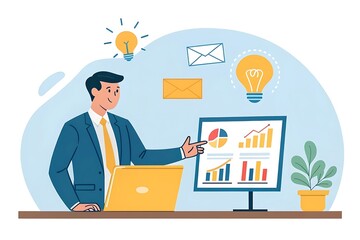 Professional man analyzing business data and generating new ideas