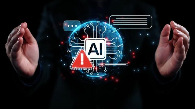 AI interface showing prompt error warning and system alert. AI prompt failure can lead to incorrect output or hallucination. Managing AI prompt error is crucial in safe AI deployment. Elide