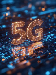 5G Glowing Icons and 5G Communication Technology Concepts