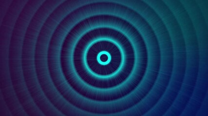 Cyan Neon Concentric Circles with Radial Light Effect abstract background. Abstract neon design featuring cyan concentric circles radiating light in a dynamic glowing pattern. - Powered by Adobe
