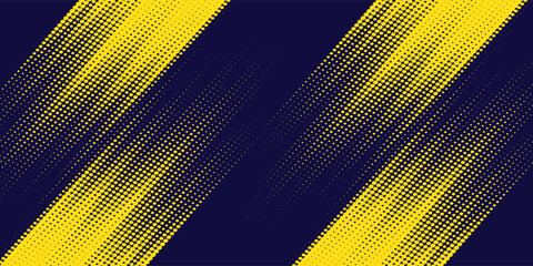 Halftone kuning di latar belakang biru. Vektor doping berkilau atau pola bersinar halftone tekstur Pop Art © Dayatz