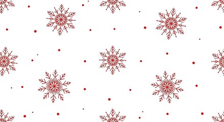 A seamless Christmas pattern red hand drawn snowflakes