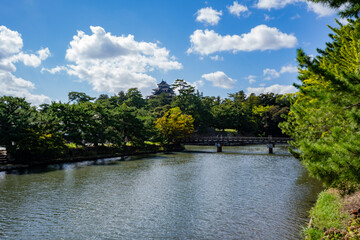 Fototapeta premium 松江城の宇賀橋の風景