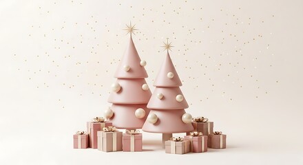 christmas background featuring two soft blush pink