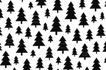 Christmas tree silhouettes forming a festive pattern. Simple graphic design on a transparent background, perfect for holiday projects