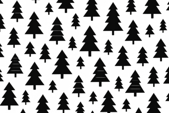 Christmas tree silhouettes forming a festive pattern. Simple graphic design on a transparent background, perfect for holiday projects