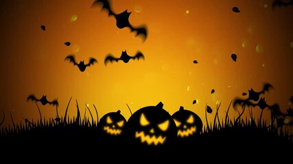 High Quality Halloween Background Animation with Bats and Pumpkins 4K Video Footage.