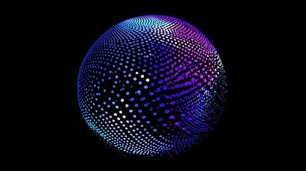 Abstract glowing sphere made of vibrant dots pulsates with futuristic energy against a dark background