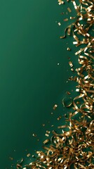 Green background with gold fairy lights bokeh, festive left border