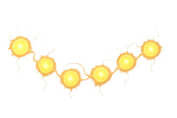 Glowing yellow string lights garland on transparent background creating a festive decoration element