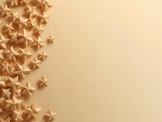 Gold ribbon curls along soft beige wall with elegant shadows