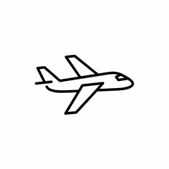 Simple black line art icon of an airplane for travel.